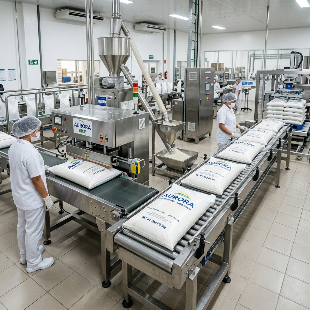 Modern rice packaging facility